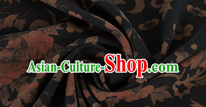 Chinese Classical Pattern Design Black Silk Fabric Asian Traditional Hanfu Mulberry Silk Material Chinese Classical Pattern Design Black Silk Fabric Asian Traditional Hanfu Mulberry Silk Material