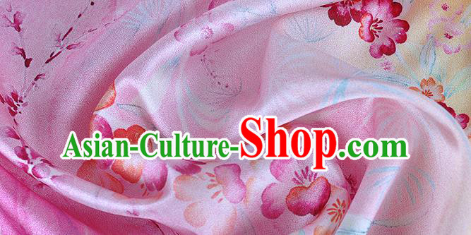 Chinese Classical Primrose Pattern Design Pink Silk Fabric Asian Traditional Hanfu Mulberry Silk Material Chinese Classical Primrose Pattern Design Pink Silk Fabric Asian Traditional Hanfu Mulberry Silk Material