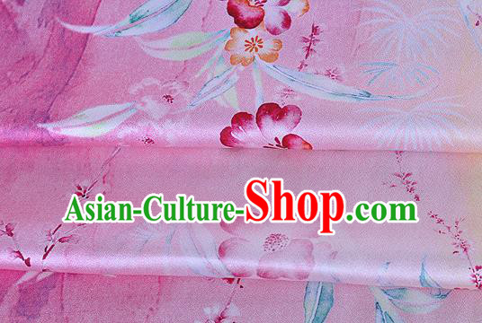 Chinese Classical Primrose Pattern Design Pink Silk Fabric Asian Traditional Hanfu Mulberry Silk Material Chinese Classical Primrose Pattern Design Pink Silk Fabric Asian Traditional Hanfu Mulberry Silk Material