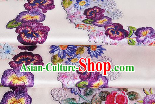 Chinese Classical Flowers Pattern Design Champagne Silk Fabric Asian Traditional Hanfu Mulberry Silk Material Chinese Classical Flowers Pattern Design Champagne Silk Fabric Asian Traditional Hanfu Mulberry Silk Material