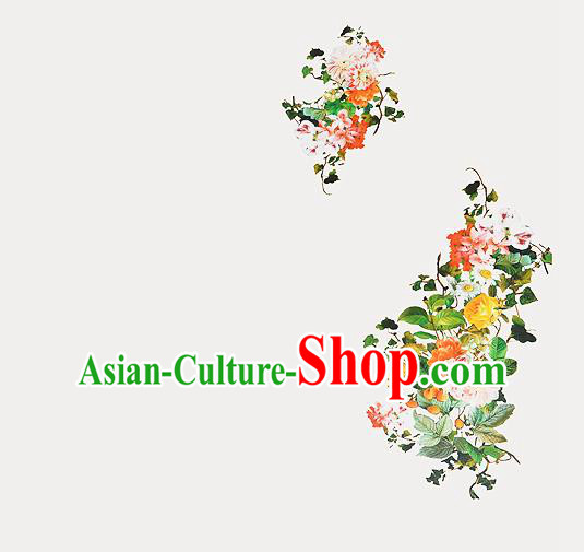 Chinese Classical Flowers Pattern Design White Silk Fabric Asian Traditional Hanfu Mulberry Silk Material Chinese Classical Flowers Pattern Design White Silk Fabric Asian Traditional Hanfu Mulberry Silk Material