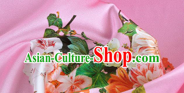 Chinese Classical Flowers Pattern Design Pink Silk Fabric Asian Traditional Hanfu Mulberry Silk Material Chinese Classical Flowers Pattern Design Pink Silk Fabric Asian Traditional Hanfu Mulberry Silk Material