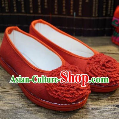 Traditional Chinese Red Cloth Shoes National Wedding Shoes Hanfu Shoes for Women