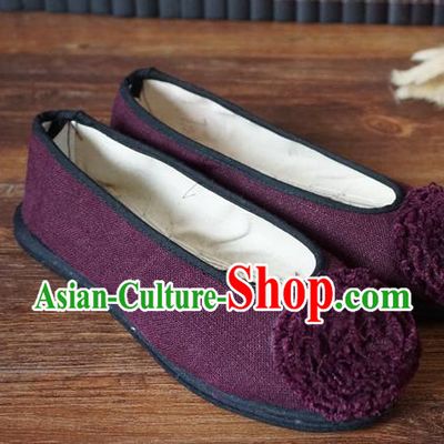 Traditional Chinese Purple Cloth Shoes National Wedding Shoes Hanfu Shoes for Women