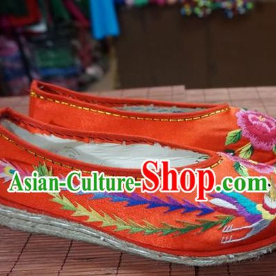 Traditional Chinese Wedding Red Satin Embroidered Shoes Princess Shoes National Shoes Hanfu Shoes for Women