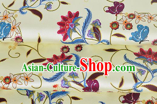 Chinese Classical Pattern Design Light Yellow Silk Fabric Asian Traditional Hanfu Mulberry Silk Material Chinese Classical Pattern Design Light Yellow Silk Fabric Asian Traditional Hanfu Mulberry Silk Material