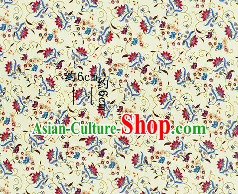 Chinese Classical Pattern Design Light Yellow Silk Fabric Asian Traditional Hanfu Mulberry Silk Material Chinese Classical Pattern Design Light Yellow Silk Fabric Asian Traditional Hanfu Mulberry Silk Material