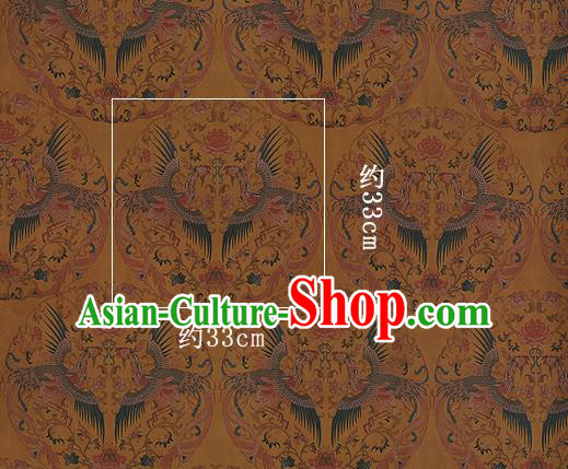 Chinese Classical Phoenix Pattern Design Ginger Silk Fabric Asian Traditional Hanfu Mulberry Silk Material Chinese Classical Phoenix Pattern Design Ginger Silk Fabric Asian Traditional Hanfu Mulberry Silk Material
