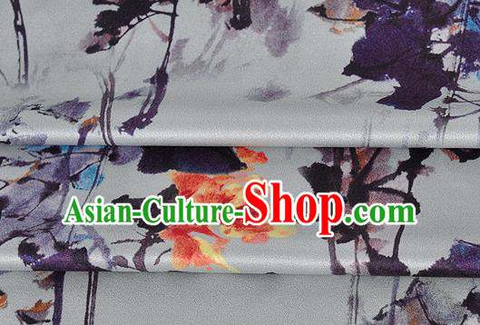 Chinese Classical Pattern Design Grey Silk Fabric Asian Traditional Hanfu Mulberry Silk Material Chinese Classical Pattern Design Grey Silk Fabric Asian Traditional Hanfu Mulberry Silk Material