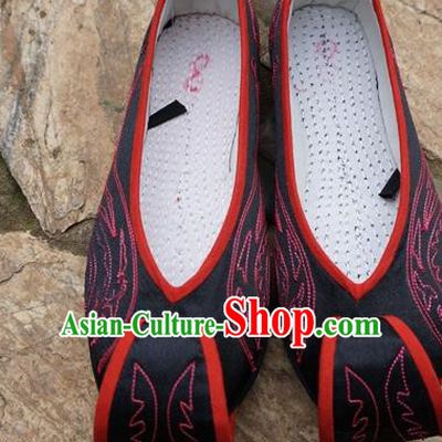 Traditional Chinese Black Embroidered Shoes National Ethnic Wedding Shoes Hanfu Shoes for Women