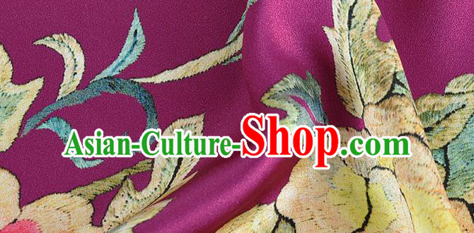 Chinese Classical Peony Pattern Design Amaranth Silk Fabric Asian Traditional Hanfu Mulberry Silk Material Chinese Classical Peony Pattern Design Amaranth Silk Fabric Asian Traditional Hanfu Mulberry Silk Material