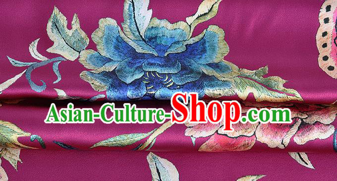 Chinese Classical Peony Pattern Design Amaranth Silk Fabric Asian Traditional Hanfu Mulberry Silk Material Chinese Classical Peony Pattern Design Amaranth Silk Fabric Asian Traditional Hanfu Mulberry Silk Material