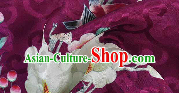 Chinese Classical Hibiscus Pattern Design Purple Silk Fabric Asian Traditional Hanfu Mulberry Silk Material Chinese Classical Hibiscus Pattern Design Purple Silk Fabric Asian Traditional Hanfu Mulberry Silk Material