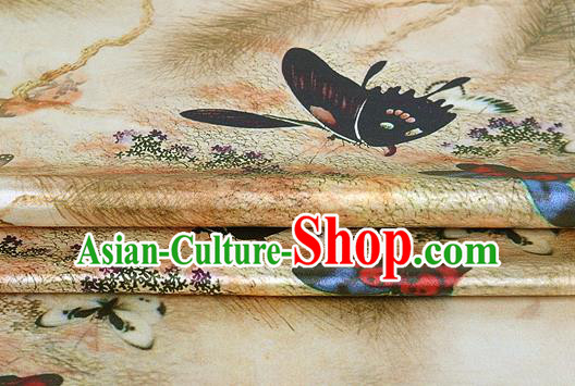 Chinese Classical Butterfly Pattern Design Ginger Silk Fabric Asian Traditional Hanfu Mulberry Silk Material Chinese Classical Butterfly Pattern Design Ginger Silk Fabric Asian Traditional Hanfu Mulberry Silk Material