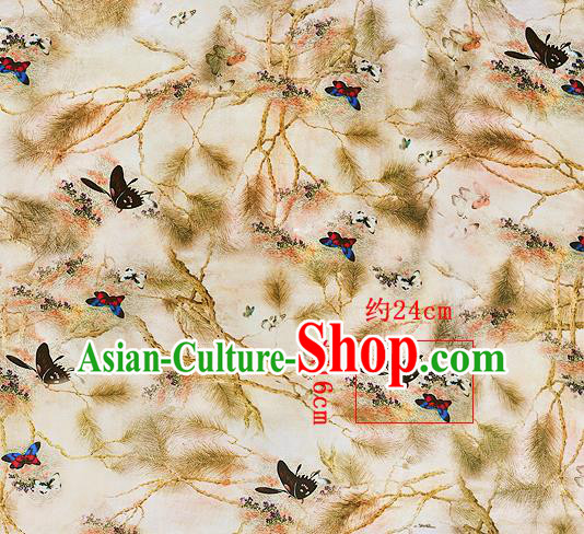 Chinese Classical Butterfly Pattern Design Ginger Silk Fabric Asian Traditional Hanfu Mulberry Silk Material Chinese Classical Butterfly Pattern Design Ginger Silk Fabric Asian Traditional Hanfu Mulberry Silk Material