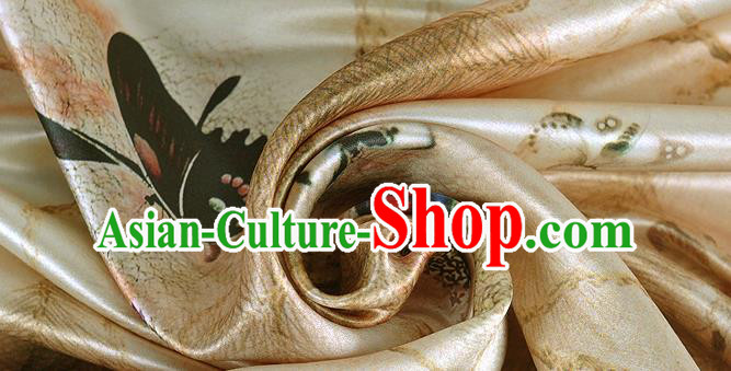 Chinese Classical Butterfly Pattern Design Ginger Silk Fabric Asian Traditional Hanfu Mulberry Silk Material Chinese Classical Butterfly Pattern Design Ginger Silk Fabric Asian Traditional Hanfu Mulberry Silk Material