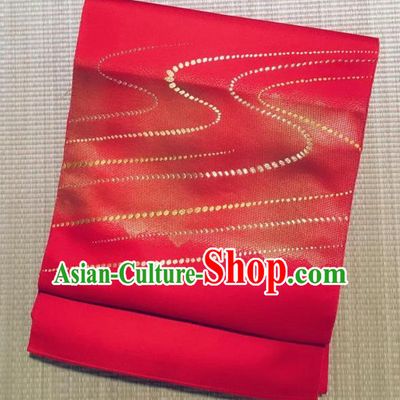 Japanese Traditional Kimono Red Brocade Waistband Japan Yukata Belt for Women