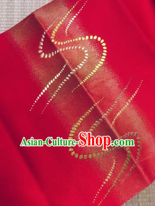 Japanese Traditional Kimono Red Brocade Waistband Japan Yukata Belt for Women Japanese Traditional Kimono Red Brocade Waistband Japan Yukata Belt for Women