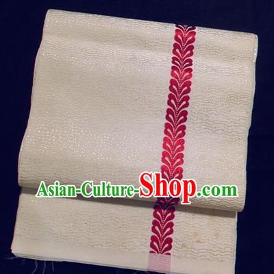 Japanese Traditional Kimono White Brocade Waistband Japan Yukata Belt for Women