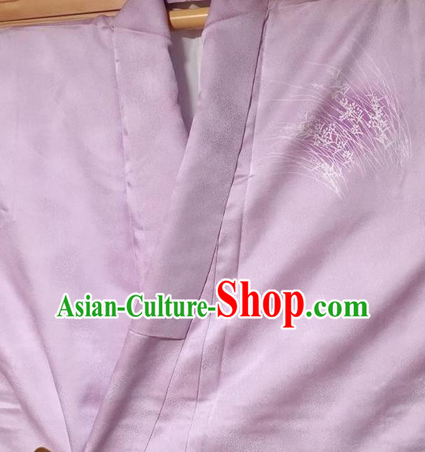 Japanese Traditional Printing Pink Silk Furisode Kimono Japan Yukata Dress Costume for Women