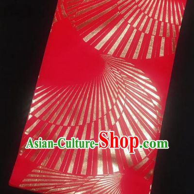 Japanese Traditional Fan Pattern Red Brocade Waistband Japan Kimono Yukata Belt for Women