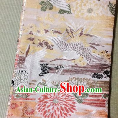 Japanese Traditional Crane Chrysanthemum Pattern Brocade Waistband Japan Kimono Yukata Belt for Women