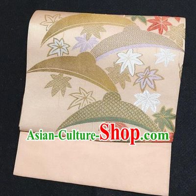Japanese Traditional Maple Leaf Pattern Brocade Waistband Japan Kimono Yukata Belt for Women