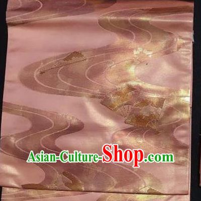 Japanese Traditional Fan Pattern Deep Pink Brocade Waistband Japan Kimono Yukata Belt for Women
