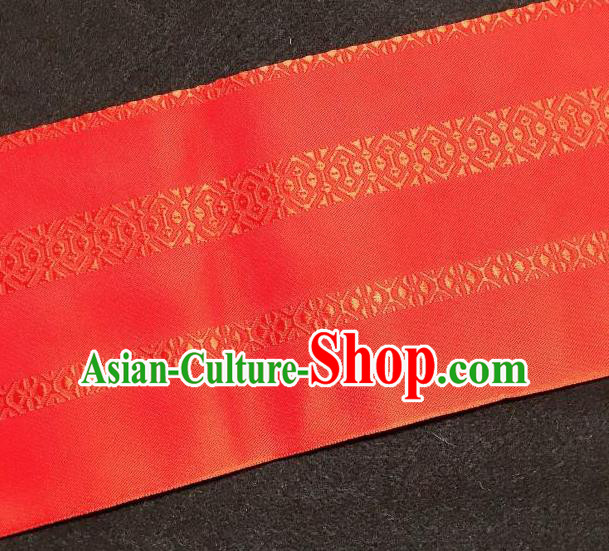 Japanese Traditional Pattern Red Brocade Waistband Japan Kimono Yukata Belt for Women