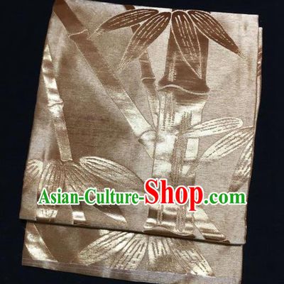 Japanese Traditional Bamboo Pattern Brown Waistband Japan Kimono Yukata Belt for Women
