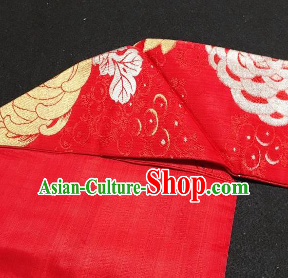 Japanese Traditional Chrysanthemum Pattern Red Waistband Japan Kimono Yukata Belt for Women
