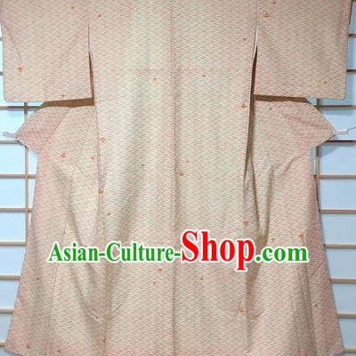 Japanese Traditional Printing Light Pink Furisode Kimono Japan Yukata Dress Costume for Women