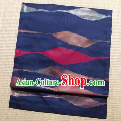 Japanese Traditional Pattern Navy Brocade Waistband Japan Kimono Yukata Belt for Women