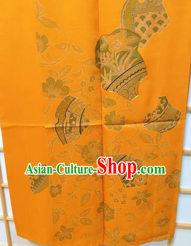 Japanese Traditional Printing Orchid Orange Furisode Kimono Japan Yukata Dress Costume for Women Japanese Traditional Printing Orchid Orange Furisode Kimono Japan Yukata Dress Costume for Women
