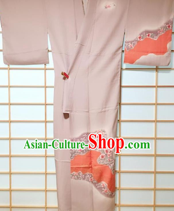 Traditional Japanese Printing Flowers Grey Furisode Kimono Japan Yukata Dress Costume for Women Traditional Japanese Printing Flowers Grey Furisode Kimono Japan Yukata Dress Costume for Women