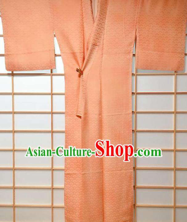 Traditional Japanese Classical Scale Pattern Orange Kimono Japan Yukata Dress Costume for Women Traditional Japanese Classical Scale Pattern Orange Kimono Japan Yukata Dress Costume for Women