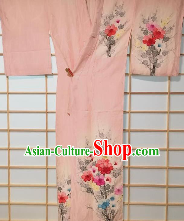 Traditional Japanese Classical Camellia Pattern Pink Kimono Japan Yukata Dress Costume for Women Traditional Japanese Classical Camellia Pattern Pink Kimono Japan Yukata Dress Costume for Women