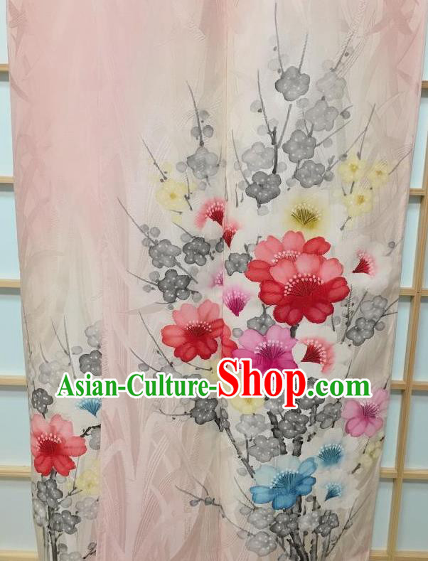 Traditional Japanese Classical Camellia Pattern Pink Kimono Japan Yukata Dress Costume for Women Traditional Japanese Classical Camellia Pattern Pink Kimono Japan Yukata Dress Costume for Women