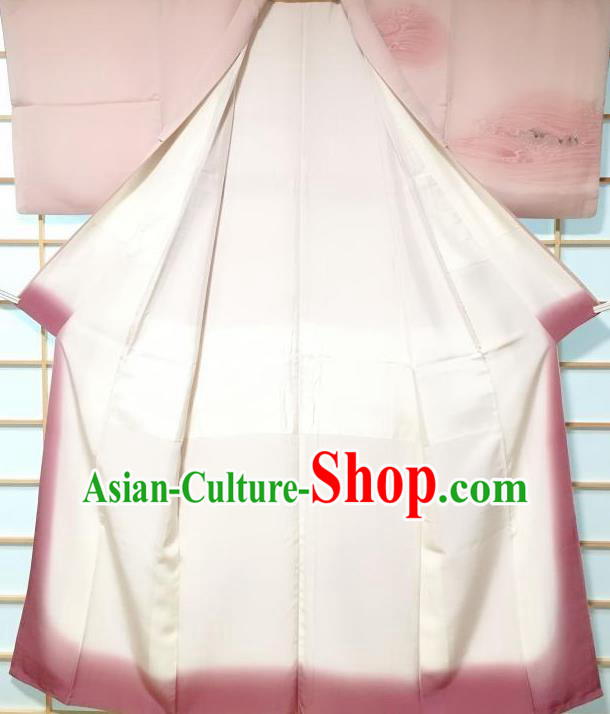 Traditional Japanese Classical Waves Pattern Pink Kimono Japan Yukata Dress Costume for Women Traditional Japanese Classical Waves Pattern Pink Kimono Japan Yukata Dress Costume for Women