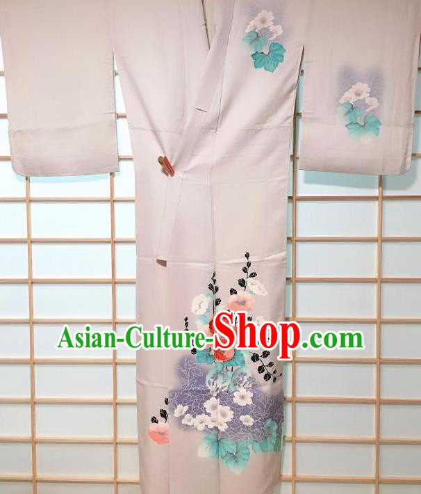 Traditional Japanese Classical Camellia Pattern Grey Kimono Japan Yukata Dress Costume for Women Traditional Japanese Classical Camellia Pattern Grey Kimono Japan Yukata Dress Costume for Women