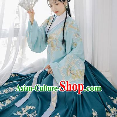 Chinese Traditional Ming Dynasty Blouse and Skirt Ancient Royal Princess Historical Costumes for Women