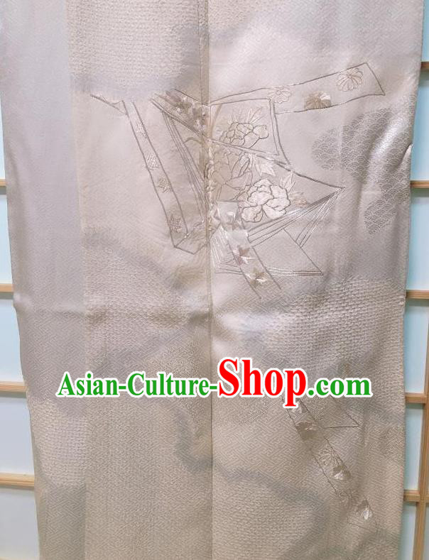 Traditional Japanese Classical Peony Pattern Grey Kimono Japan Yukata Dress Costume for Women Traditional Japanese Classical Peony Pattern Grey Kimono Japan Yukata Dress Costume for Women