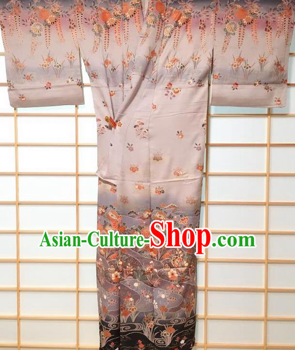 Traditional Japanese Classical Chrysanthemum Pattern Grey Kimono Asian Japan Yukata Costume for Men Traditional Japanese Classical Chrysanthemum Pattern Grey Kimono Asian Japan Yukata Costume for Men