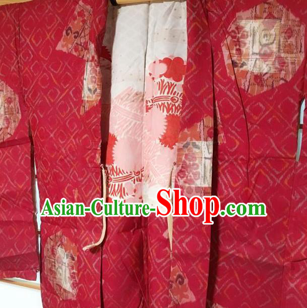 Japanese Traditional Pattern Red Haori Jacket Japan Kimono Overcoat Costume for Men Japanese Traditional Pattern Red Haori Jacket Japan Kimono Overcoat Costume for Men