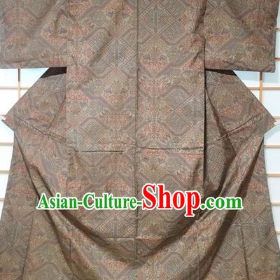 Traditional Japanese Grey Edo Komon Kimono Japan Yukata Costume for Men