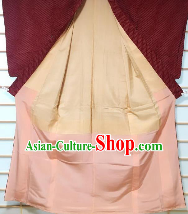 Japanese Traditional Purplish Red Kimono Japan Yukata Dress Costume for Women