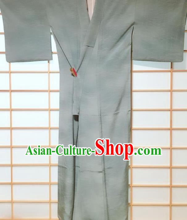 Japanese Classical Pattern Grey Silk Kimono Japan Traditional Yukata Dress Costume for Women Japanese Classical Pattern Grey Silk Kimono Japan Traditional Yukata Dress Costume for Women