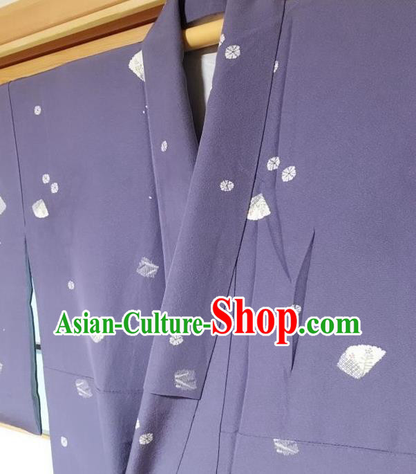 Japanese Classical Pattern Purple Kimono Japan Traditional Yukata Dress Costume for Women