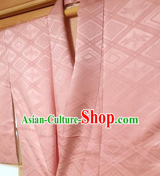 Japanese Classical Pattern Pink Iromuji Kimono Japan Traditional Yukata Dress Costume for Women
