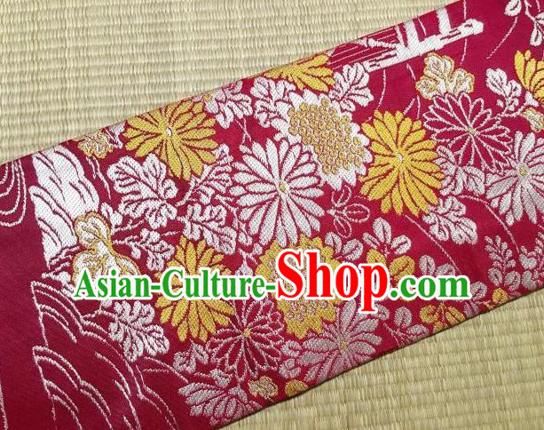 Japanese Traditional Embroidered Chrysanthemum Rosy Brocade Waistband Japan Kimono Yukata Belt for Women Japanese Traditional Embroidered Chrysanthemum Rosy Brocade Waistband Japan Kimono Yukata Belt for Women
